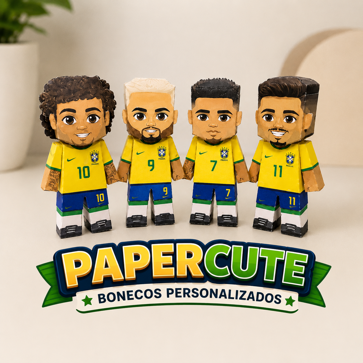 Bonecos de papel personalizados da seleção